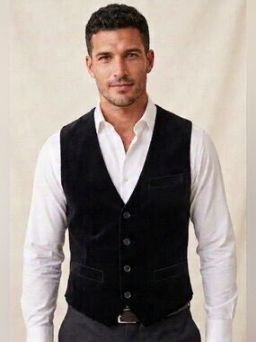 INC BLACK VELVET VEST-WORN ONCE